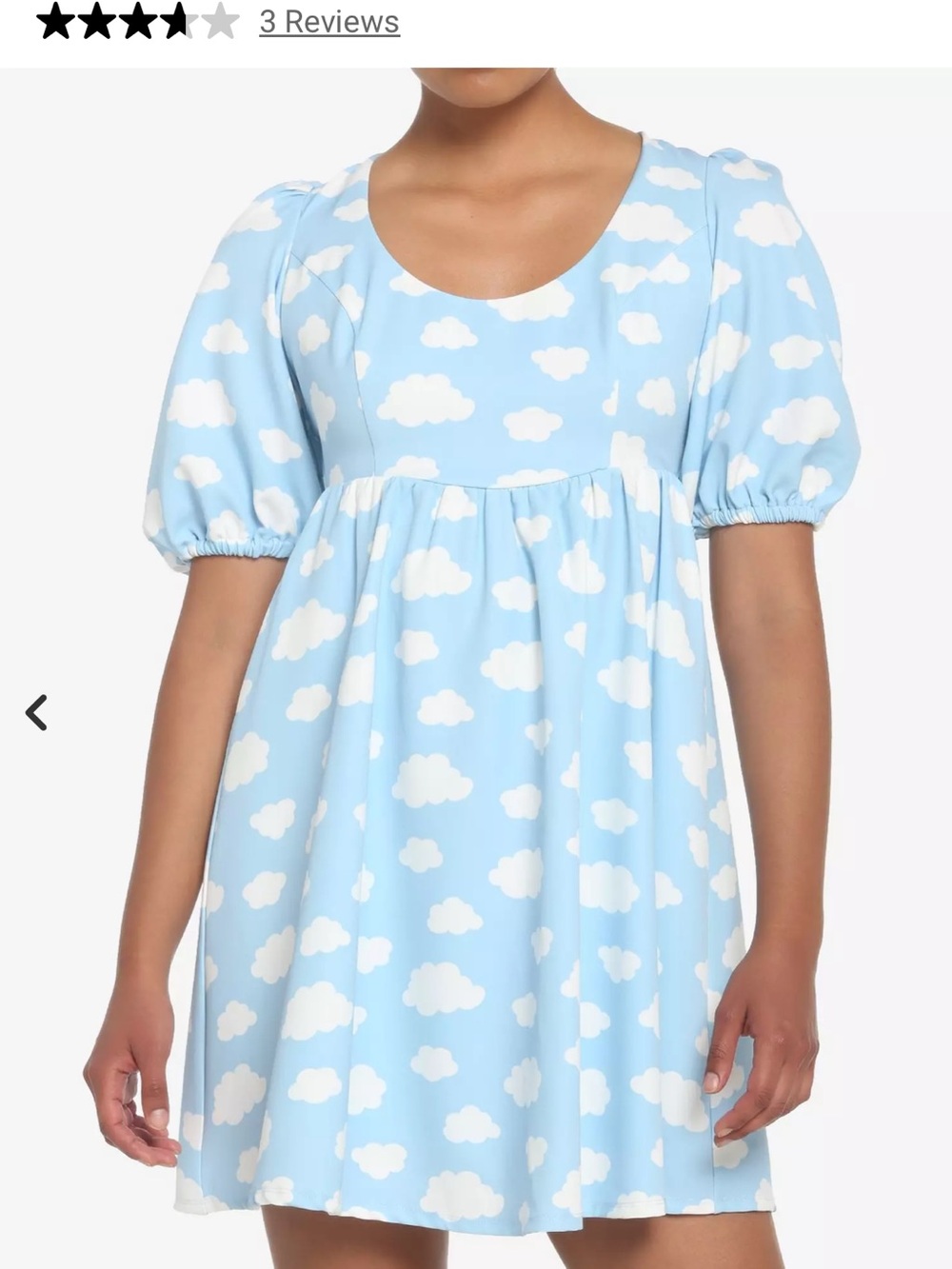 Hot Topic Blue skies  Cloud Print Dress  Y2K Kawaii Soft Girl Cottagecore M